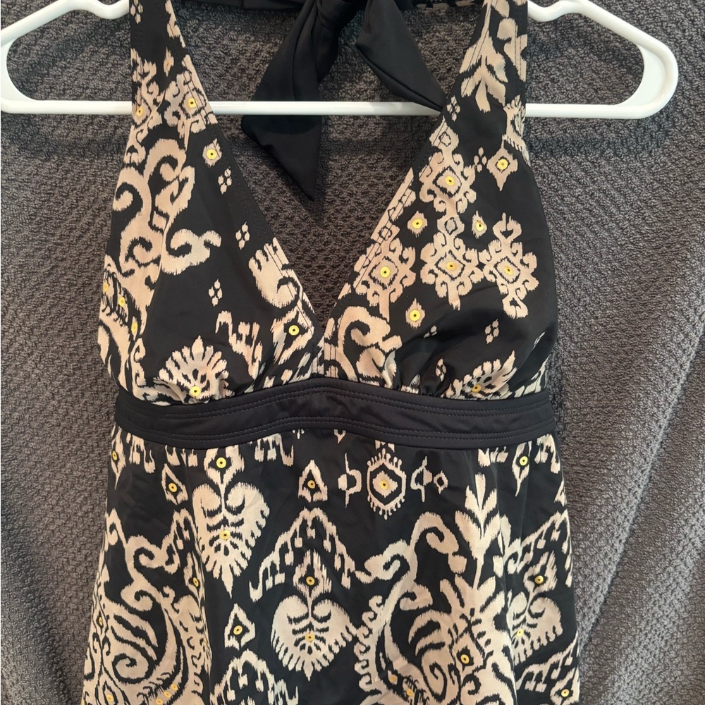 Aerin Rose Black and Cream Patterned bathing suit